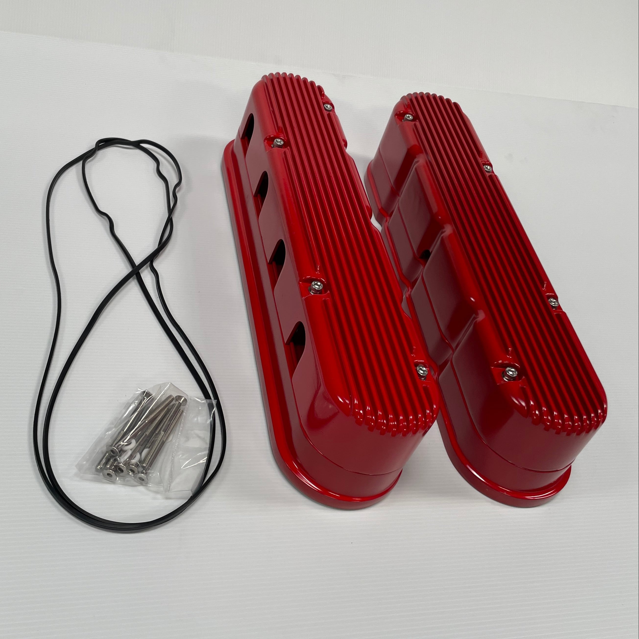 GM LS Finned Cast RED Valve Covers